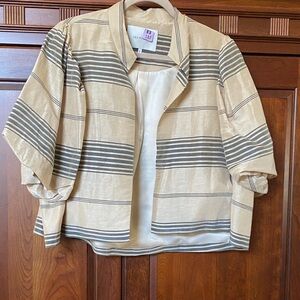 Neiman Marcus, DEA KUDIBAL Grayish Blk Stripe w/warm Tan undertone Topper.